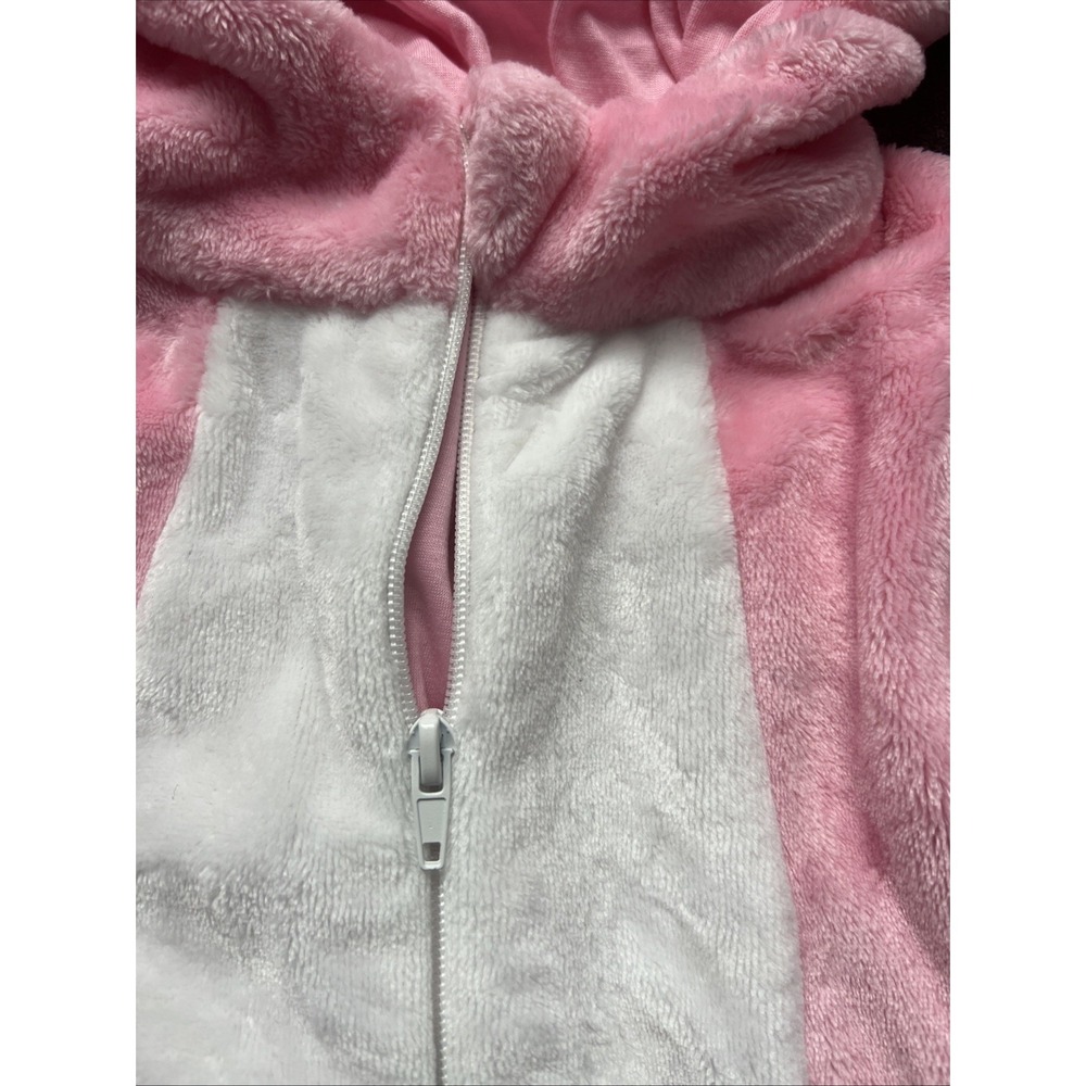 Unbranded Bunny Hooded Romper Infant Size 6-12M Pink Plush One-Piece Costume - Picture 5 of 6